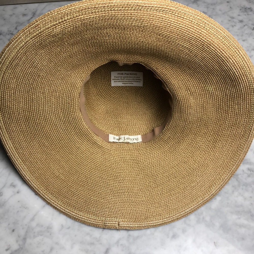 ERIC JAVITS Wide Brim Straw Sun Hat in Natural Tan - Picture 6 of 10